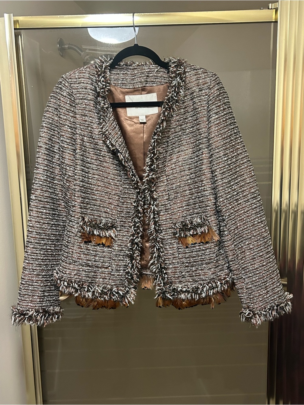 Vintage Boston Proper blazer with feather trim